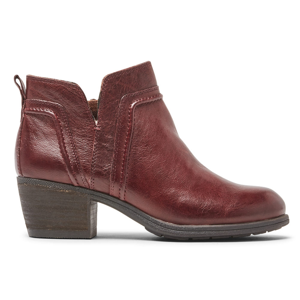 Rockport Boots Dame Burgunder - Cobb Hill Anisa V-Cut - BMQJ87294